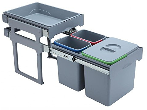 Ideapiu Idea PATTUMIERE Estraibili PORTARIFI UTI per LA Raccolta Diff ERENZIATA con Vassoio Multiuso Ideale per MOBILI A Partire da 40 CM