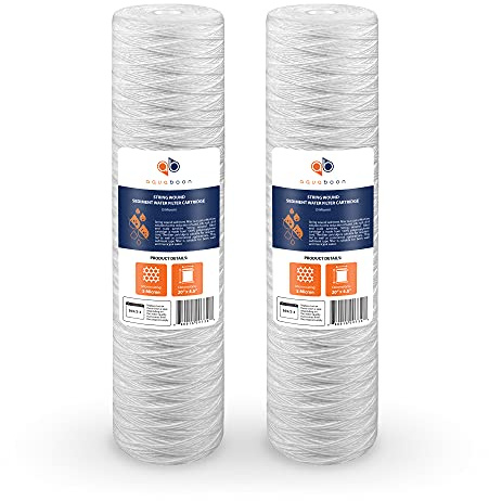 Aquaboon 5 Micron 20 x 4.5 Whole House String Wound Water Filter Replacement Cartridge for Well Water Filtration Compatible with WP5BB20P, 2-Pack
