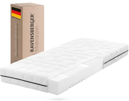 RAVENSBERGER Comfortmatratze Ravo-PUR - Härtegrad H3, mittel - 140 x 190 cm, Höhe 19 cm - ergonomische 7-Zonen Matratze mit Funktions-Bezug, allergikerfreundlich