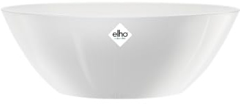 elho Brussels Diamond Oval 36 - Flower Pot for Indoor - 100% Recycled Plastic - Ø 35.5 x H 13.0 cm - White/White
