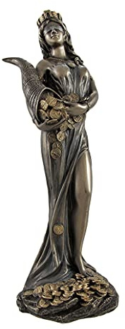 Veronese Design Bronzierte Fortuna-Statue Römische Göttin des Glücks, Tykhe, 17,8 cm.