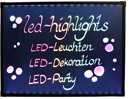 LED-Highlights Deko Leuchtschild Reklame Tafel 80 x 60 cm Controller 7 Led Farben Leuchttafel Werbeschild 8 Neon Stifte Buchstaben Bunt Beschreibbar