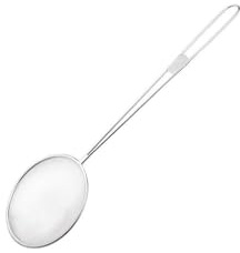 Vogue Stainless Steel Skimmer Strainer 8 - Fine Mesh, Long Handle and Wipeable Kitchen Utensil J674
