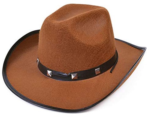 Bristol Novelty BH367B Felt Cowboy Studded Hat, Unisex-Adult, Brown, One Size Halloween