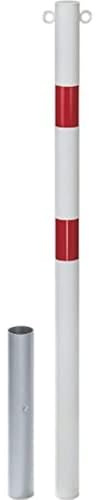 Alberts 782153 Absperrpfosten Stabo | wahlweise in verschiedenen Ausführungen | zum Einbetonieren, herausnehmbar | weiß | Pfosten-Ø 60 mm | Höhe über Boden 100 cm