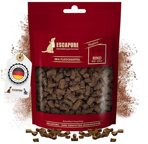 ESCAPURE Hupferl - Hunde Leckerli aus Rindfleisch in Premium Qualität - 98% Muskelfleisch - Protein Trainingssnacks ohne künstliche Zusatzstoffe & Getreide (150g)