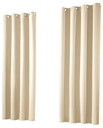 heimtexland Thermo- Verdunklungsgardine Ösenschal isolierend verdunkelnd schalldämmend Blickdicht gesund Wohnen ÖKOTEX Creme HXB 245x135 Typ139