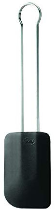 RÖSLE Raschietto per pasta, come ausilio per la cottura e la cottura, silicone resistente,da -30°C a +200°C, nero, extra large, acciaio inossidabile 18/10, lavabile in lavastoviglie, 32 x 6,8 x 1,2 cm