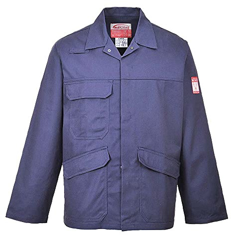 Portwest FR35 Bizflame Pro Jacka Flera Fickor Garanterat Flamskydd Hållbar | Marinblå, 3XL, EN ISO 11612, EN 1149-5, EN ISO 11611, Rymlig Passform, Lång Ärm, Unisex, Arbetsjacka, Flamskyddad, 99% Bomull