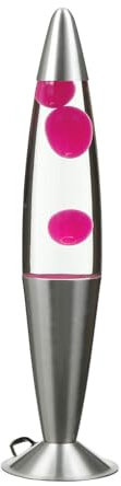 Licht-Erlebnisse Lampada lava in vetro e alluminio color argento, trasparente e rosa per soggiorno, H:42 cm, G9, inclusa lampadina, luce d'atmosfera, lampada da tavolo decorativa da interno JENNY
