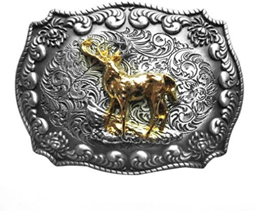 Piratenladen Buckle Hirsch, Jäger-Tracht, 24 ct. Gold, Western, Gürtelschnalle