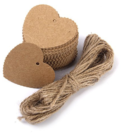 Herz Geschenkaufkleber Geschenkanhänger Geschenk Umbauten Aufkleber Kraft Papier Leer Karte Hand Zeichnen Sie 100 Stück braun