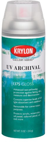 Krylon K01375000 Gallery Series UV Archival Varnish Aerosol Spray, Gloss, 11 Ounce