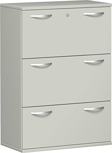 Geramöbel Registraturschrank 3 Hängeregistraturen mit Zentralverriegelung und Auszugssperre, abschließbar, Wandbefestigung erforderlich, 800x425x1152, Lichtgrau/Lichtgrau