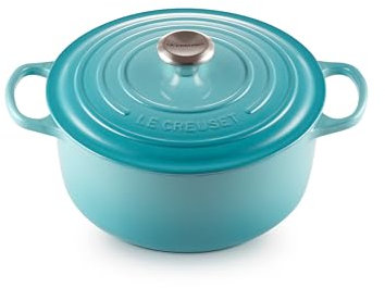 Le Creuset Colección Signature Hierro Fundido Cacerola Redonda, Azul (Caribe), 26 cm