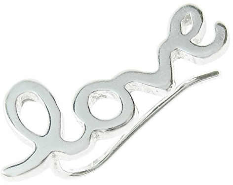 Queenberry - Orecchino in argento Sterling con scritta Love Word, con gancio francese e Argento, colore: Orecchio sinistro., cod. QE1089-LX1