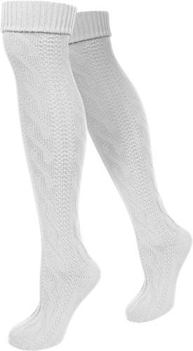 normani Lange Trachtensocken Trachtenstrümpfe Zopf Socken meliert Farbe Weiß Größe 43/46