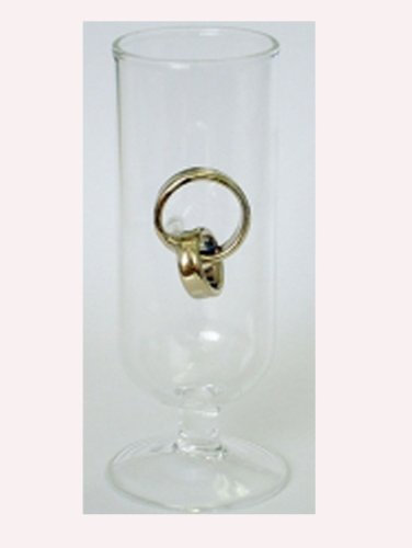 Oberstdorfer Glashütte Shot glass special decorated with gold colored Wedding Rings height approx 10 cm
