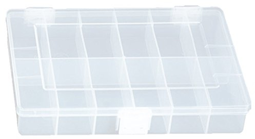 hünersdorff Sortimentskasten PP-Compact mit 12 Fächern | stabile Sortierbox für Schrauben und andere Kleinteile | feste Facheinteilung | 17 x 25 x 4,6 cm, transparent