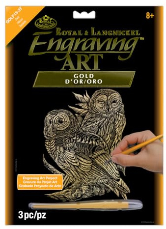 Royal & Langnickel GOLF13 - Engraving Art/Kratzbilder, DIN A4, Eulen, gold