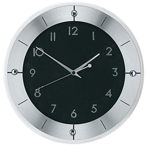 AMS Funk-Wanduhr, Holz, Schwarz, 35 x 35 x 12 cm