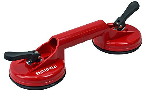 Faithfull FAISUCPAD2 Double Pad Suction Lifter 120 mm Pads Supports Up to 45 kg
