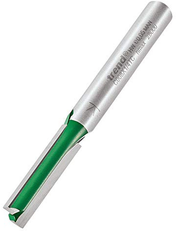 Trend CraftPro Fraise Droite Deux Flûtes, Queue 1/4 Pouce, Diamètre de Coupe 6,3 mm, Longueur de Coupe 25,4 mm, Carbure de Tungstène, C008X1/4TC