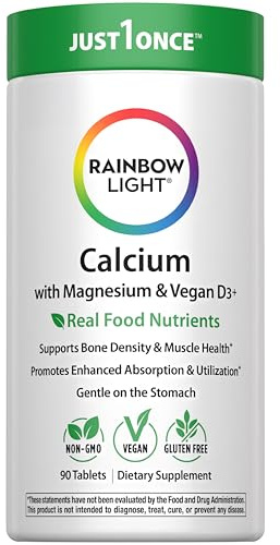 Rainbow Light Calcium Complex with Magnesium & Vitamin D3 + | 90 Tablets | Real Food Nutrients | Supports Bone Density & Muscle Health | Vegan Supplement for Men and Women