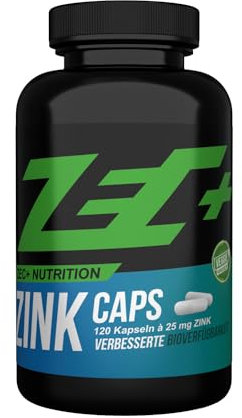 Zec+ Nutrition Zink Caps – 120 Kapseln mit Zink-Bisglycinat, Zink-Präparat mit essenziellen Spurenelementen, Made in Germany