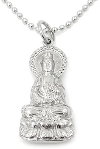 Stainless Steel Guan Yin Godness of Mercy Pendant Necklace by Steelmeup