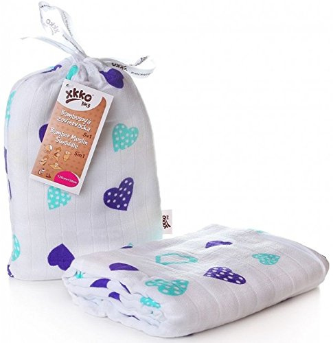 EASY KINDERIDEEN BMB120016A Bambus Wickeltuch zum Pucken, Wickeln oder als Unterlage, Pucktuch 120 x 120 cm, blau