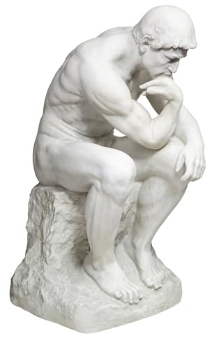 Design Toscano Rodin's Thinker Man Statue, Estate, 63.5 cm, Polyresin, Antique Stone