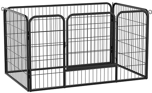 PawHut Recinto per Cani di Piccoli Taglia da Interno ed Esterno, Recinzione per Animali Domestici con Rete 6 pz in Acciaio e Metallo, 125x80x70 cm, Nero