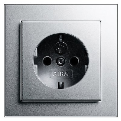 Komplett-Set GIRA, Steckdose -aluminium-