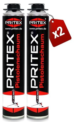 PRITEX Pistolenschaum 2x 750ml, Montageschaum für Bauschaumpistole
