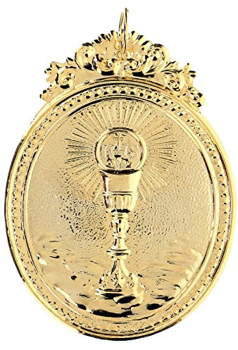 Holyart Medalla cofradía Cáliz con hostia y IHS, PlateadoAltura: 11 cm|Anchura: 8 cm