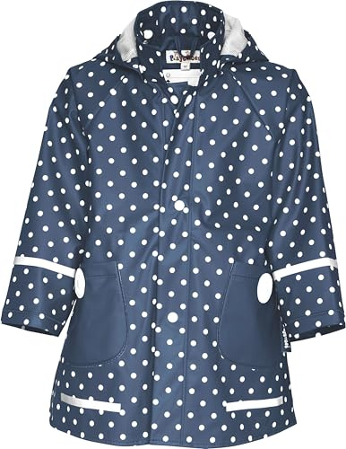Playshoes - Abrigo impermeable con lunares de manga larga para niña, Azul, 8 años (128-134 cm)