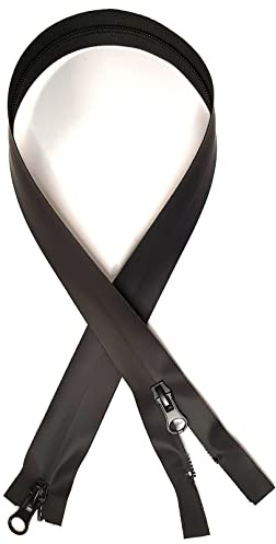 2-vägs utomhus dragkedja vattentät 50 55 60 65 70 75 80 cm matt svart TPU-belagd, matt svart, 75 cm