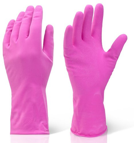 2 Pairs Of Extra Large Industrial Cleaning & Washing Up Rubber Gloves Pink - XL. Comes With TCH Anti-Bacterial Pen!