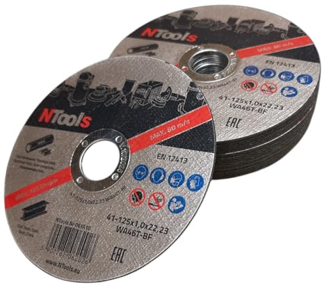 NTools SDC - Trennscheiben 125 x 1,0 x 22,23 mm, 25 Stück | Dünne und langlebige Trennscheiben zum Schneiden von Metall, Stahl und Edelstahl (Inox), passend für Winkelschleifer