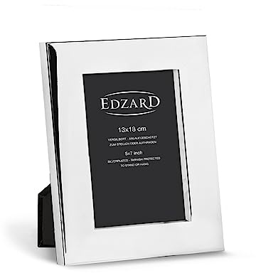 EDZARD Bilderrahmen Udine (Foto 13x18 cm) versilbert anlaufgeschützt | Silberrahmen für Fotos 13x18 cm, Samtrücken, 2 Aufhänger, zum Stellen und Hängen, Fotorahmen, Portraitrahmen
