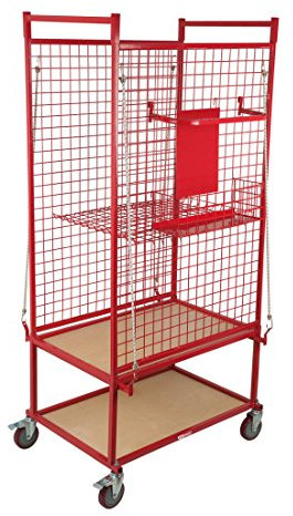 KS TOOLS - 160.0260 - Chariot de carrossier - Acier - Stockage pièces carrosserie - 4 roues directionnelles - Charge max. 80 kg - Etagères - Panier - Porte-documents - Tendeurs - Montage facile