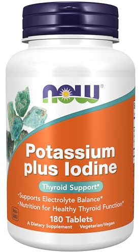 NOW Foods Supplements, Potassium plus Iodine, Supports Electrolyte Balance*, Thyroid Support*, 180 Tablets