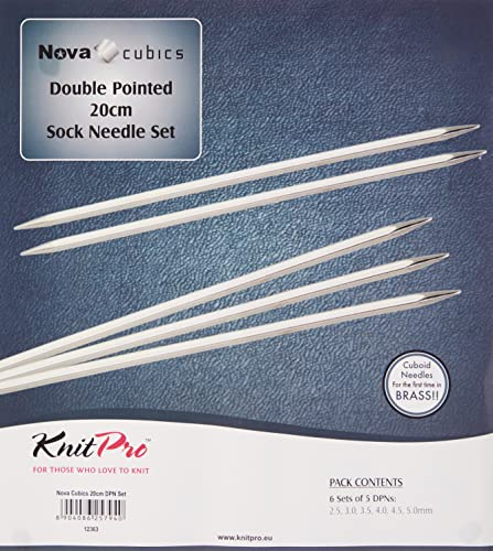 KnitPro Nova cubics-Nadelspiele im Set 20cm, Messing, Gold, 20 cm