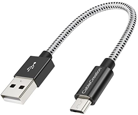 CableCreation Kurzes Kabel, USB zu Micro-USB, A-Stecker auf Micro-B Schnellladekabel, 24AWG Dreifach Abgeschirmt, Kompatibel mit TV-Stick, Chromecast, PowerBank Android Phone, 15cm/Schwarz | Kurzes Micro-USB-Kabel, 0,15 m, kompatibel mit TV-Stick, Chromecast, Powerbank, Android-Handy, 0,5 m