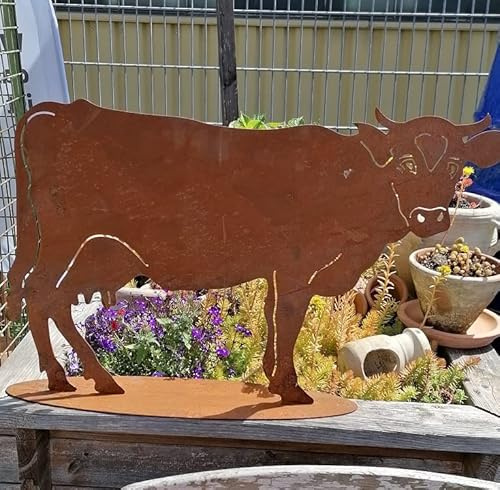 NEU !!Kuh 85 cm x 55 cm aus Metall in Edelrostoptik Deko Garten Bauernhof Landleben Streichelzoo