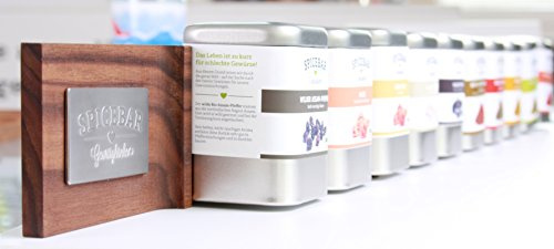 Spicebar Design Gewürzregal, passend für 10 Spicebar Gewürzdosen, die magnetisch gehalten werden (Nussbaum)