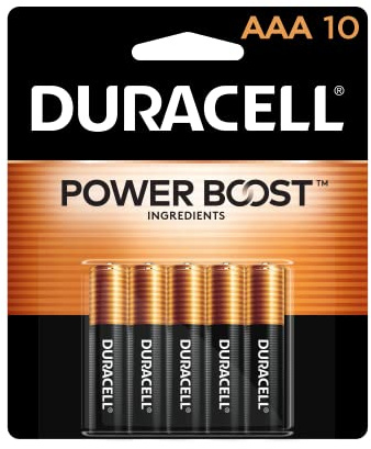 Duracell Coppertop AAA Batteries with Power Boost Ingredients, Triple A Batteries, 10 Count (Pack of 1) for Household and Office Devices, Alkaline AAA Battery