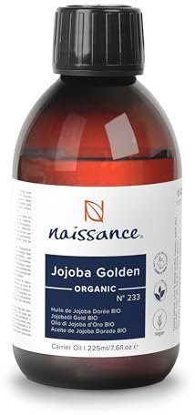 Naissance Organic Golden Jojoba Oil (No. 233) - 225ml - Cold Pressed, for Face, Skin, Hair, Eyelashes, Nails, Hair Growth