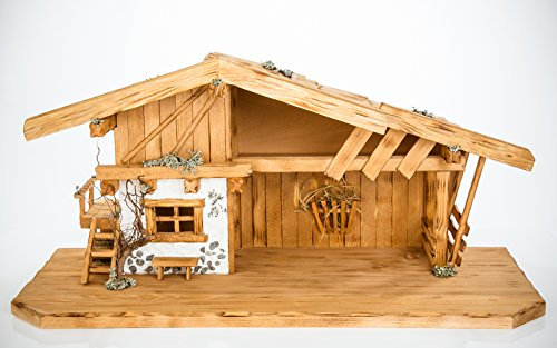 Holz und Gartentrends Weihnachtskrippe Krippe Krippenstall Weihnachten Weihnachtskrippen Tischkrippen Krippenfiguren (Weihnachtskrippe W01)